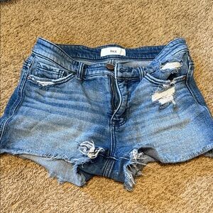 BKE Women's Ripped Blue Jean Shorts